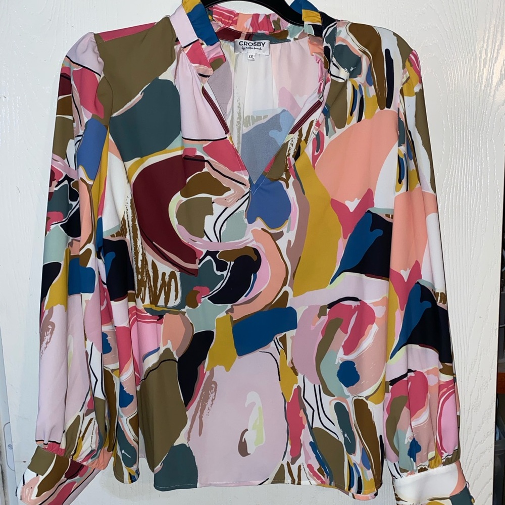 Crosby by Mollie Burch - Multicolor Abstract Print Blouse